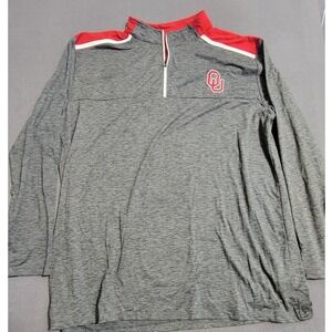 Oklahoma Sooners OU Quarter Zip Pullover Mens 2XT Grey Red Fan Gear